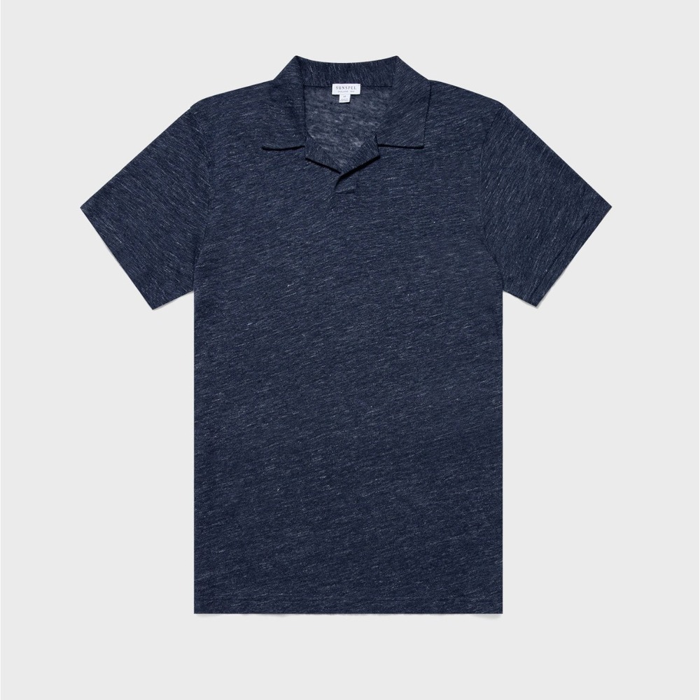 SUNSPEL LINEN POLO SHIRT NAVY SIZE S 180$ RETAIL
